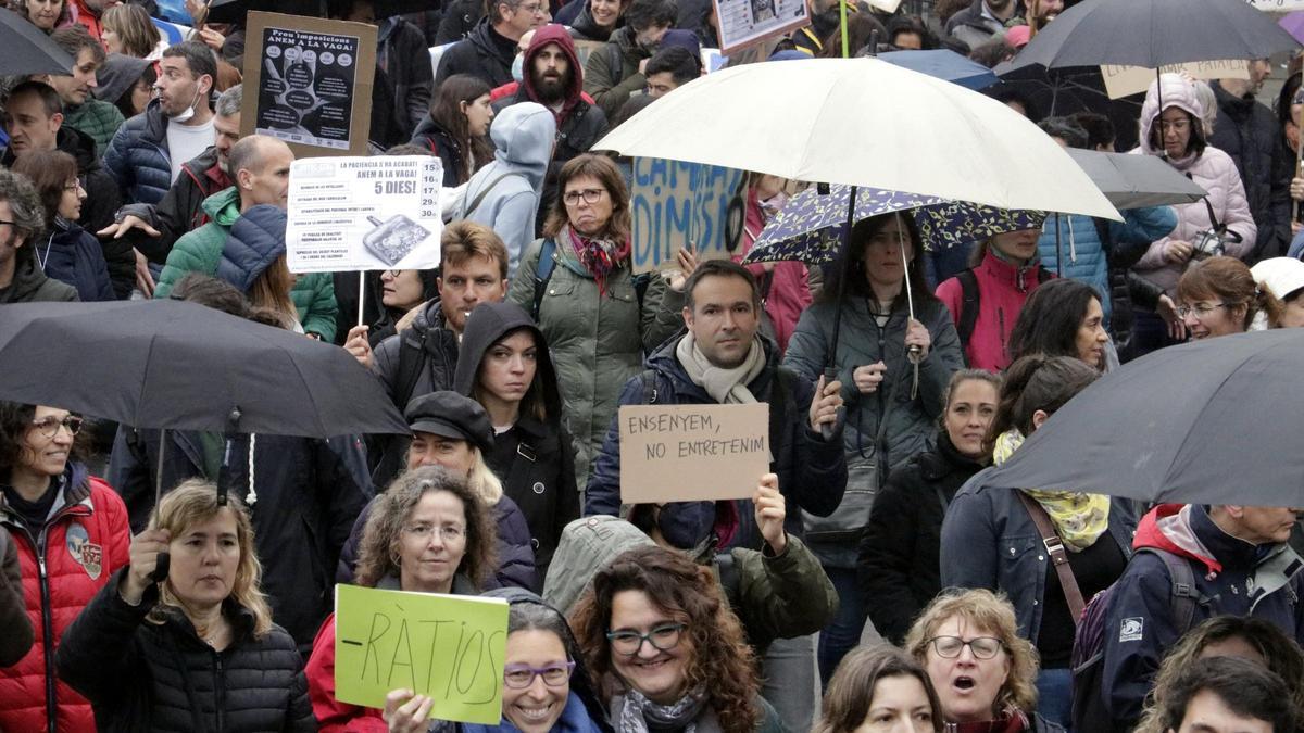 La manifestación docentes en Girona en marzo del 2023.