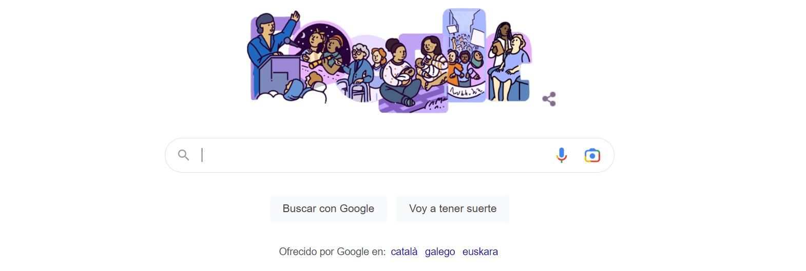 Google homenajea a las mujeres en su 'doodle' con motivo del Día Internacional de la Mujer.