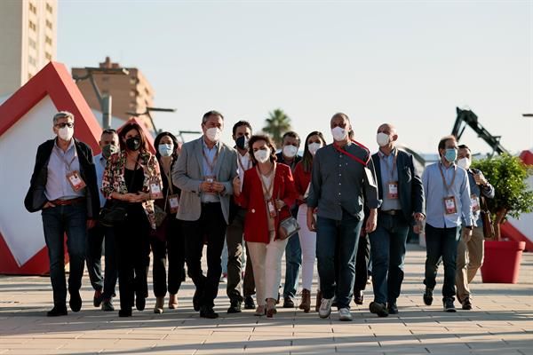 Carmen Calvo, a su llegada al congreso federal del PSOE celebrado en Valencia