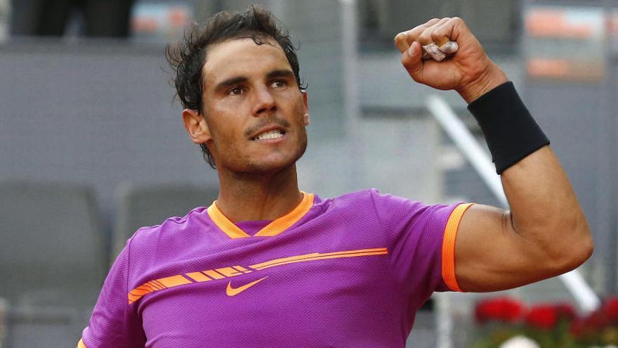 Rafa Nadal celebra su victoria ante Fabio Fognini.