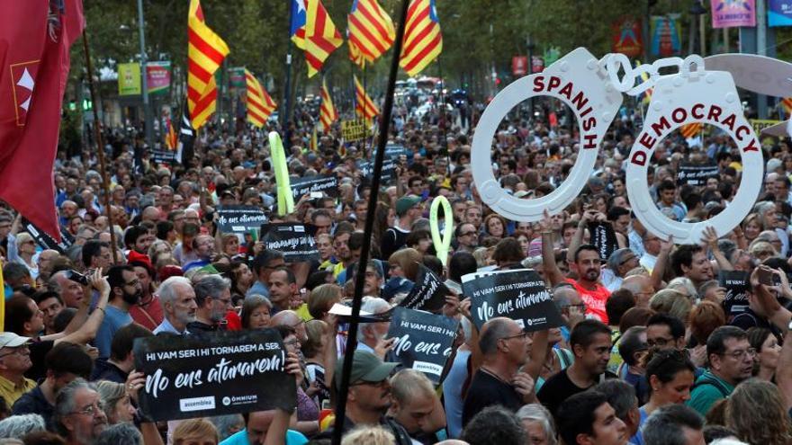 Imatge d&#039;una manifestació independentista a Barcelona
