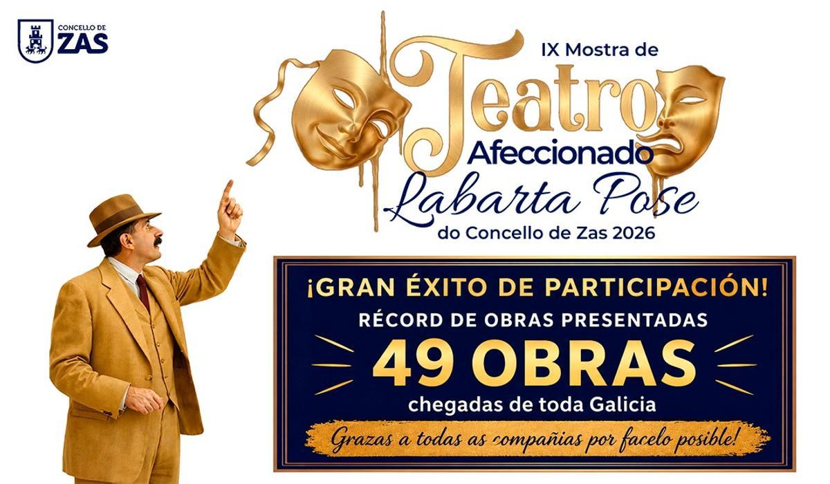 Cartel da IX Mostra de Teatro Afeccionado Labarta Pose de Zas.
