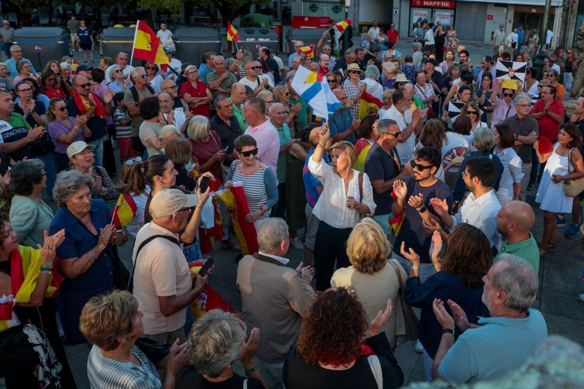 Un momento de la protesta vivida esta tarde en Vilagarcía.