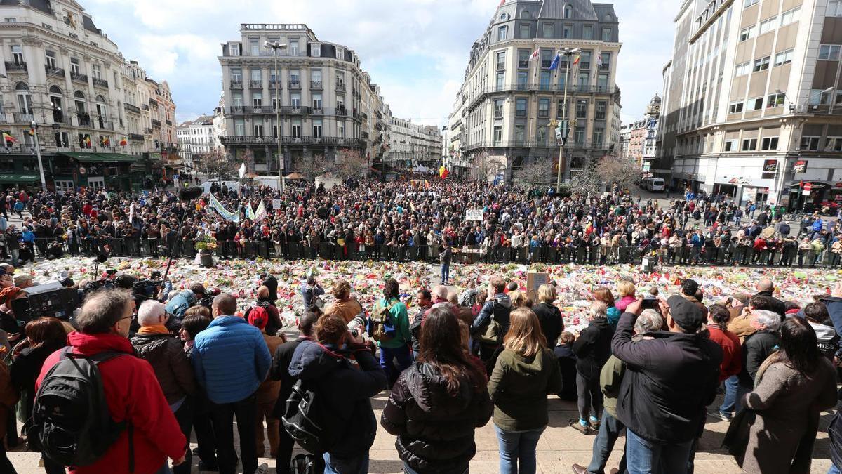 Concentración contra el terrorismo en el centro de Bruselas.