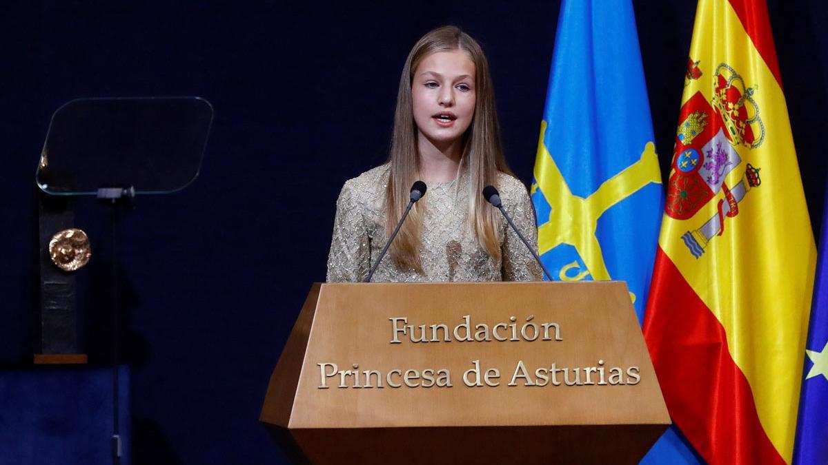 La princesa Leonor en la gala de entrega de los Premios Fundación Princesa de Asturias en 2020
