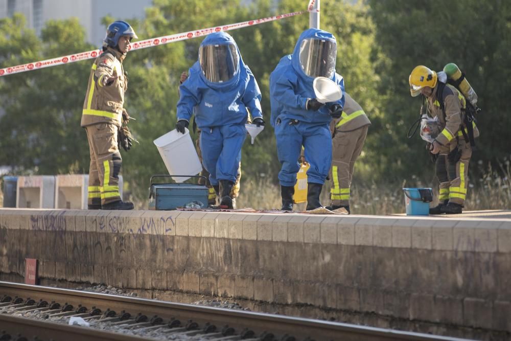 Fuita d'una matèria perillosa en un tren de mercaderies a Riudellots de la Selva