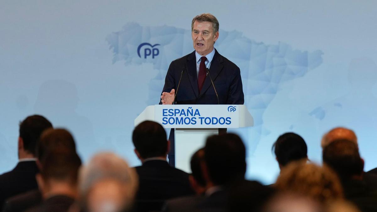 Alberto Núñez Feijóo se dirige a la Junta Directiva Nacional del PP este lunes.