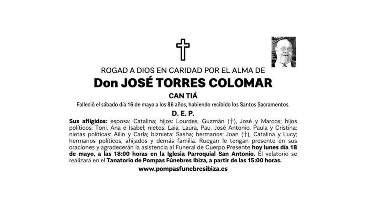 Esquela José Torres Colomar
