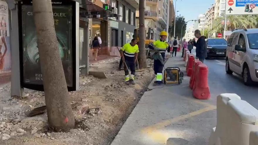 Elche reforma las aceras de la avenida de Alicante
