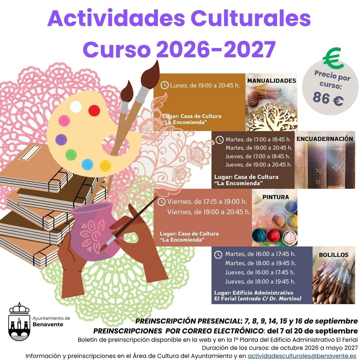 Cartel de las Actividades Culturales Curso 2026-2027 en Benavente.
