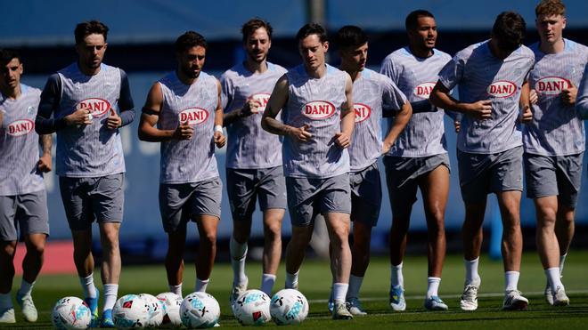 Los jugadores del Espanyol, en un entrenamiento de esta semana.