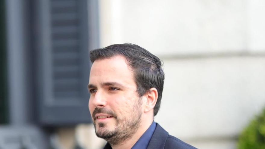 Garzón, el martes, a su llegada al Congreso de los Diputados.