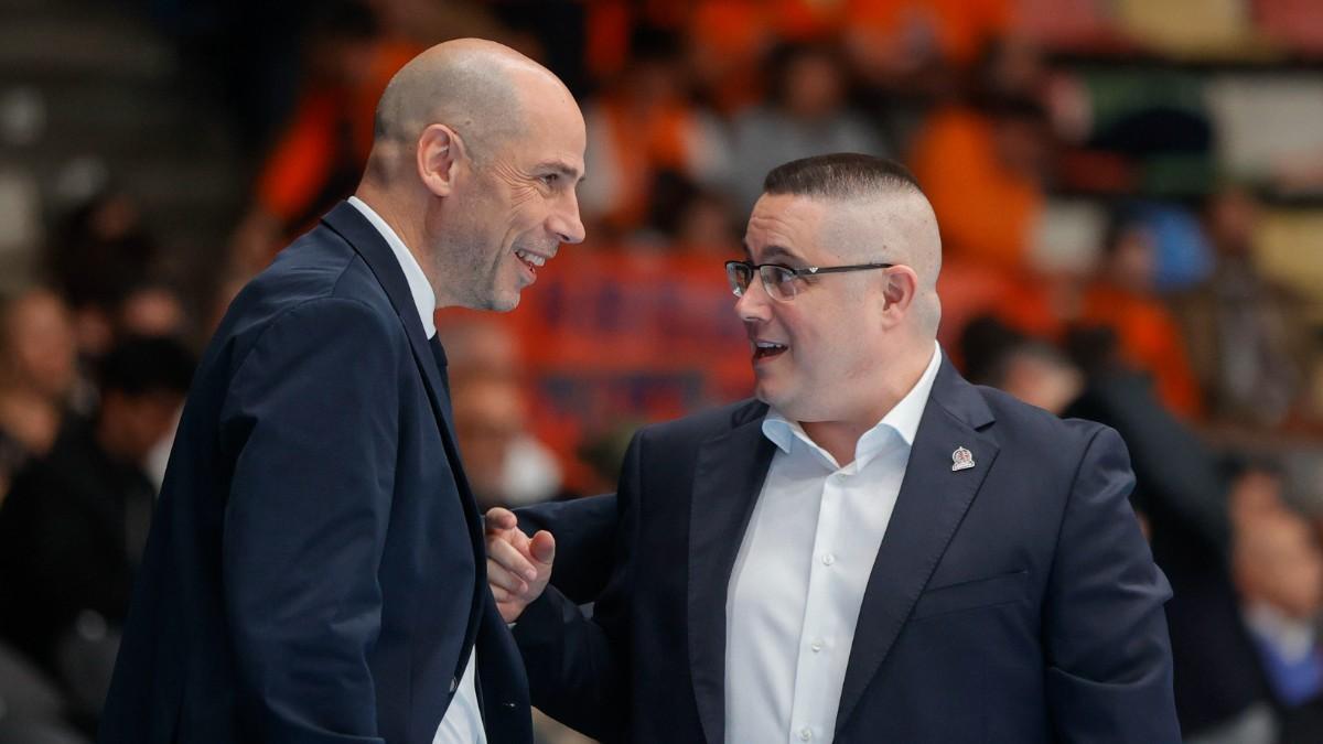 Joan Peñarroya y Diego Epifanio, durante el partido