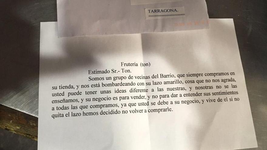 La carta de unas vecinas de Tarragona que se ha vuelto viral.