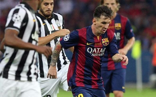 Messi llevó de cabeza a la defensa de la Juventus, que le sometió a un férreo y duro marcaje