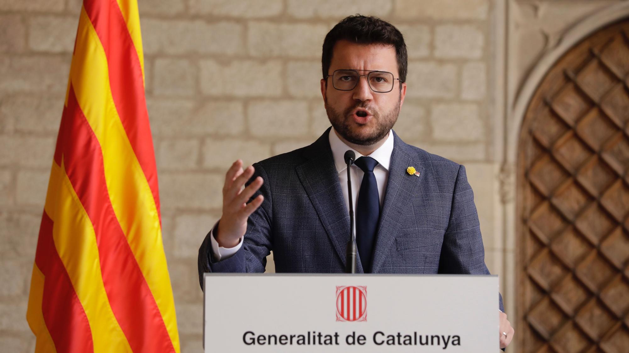 Pere Aragonès, en su comparecencia en la Generalitat.