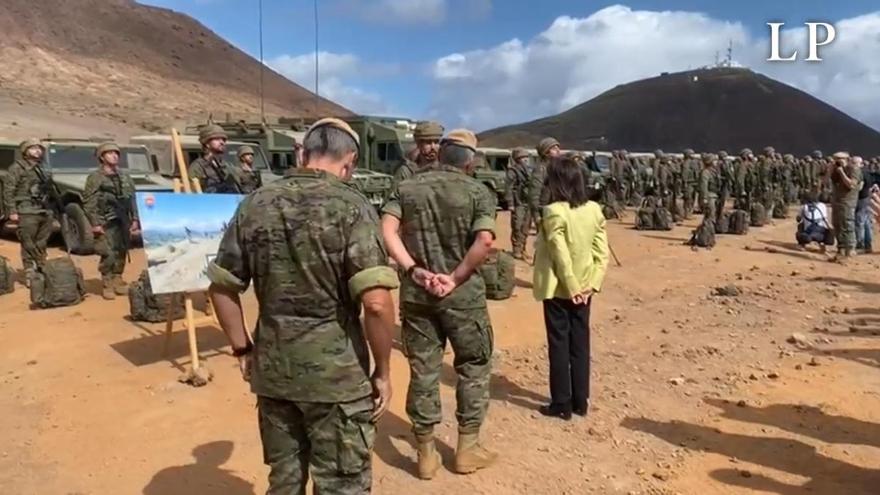 Margarita Robles visita la base militar de La Isleta en Las Palmas de Gran Canaria.