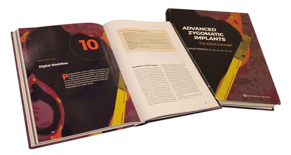 Libro “IMPLANTES CIGOMÁTICOS AVANZADOS | El Concepto ZAGA”, del Dr. Carlos Aparicio, en el que el Dr. Martín Luque ha contribuido escribiendo el capítulo 10 sobre “Digital Workflow”