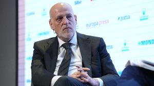 El presidente de LaLiga, Javier Tebas, en los Desayunos Deportivos de Europa Press.