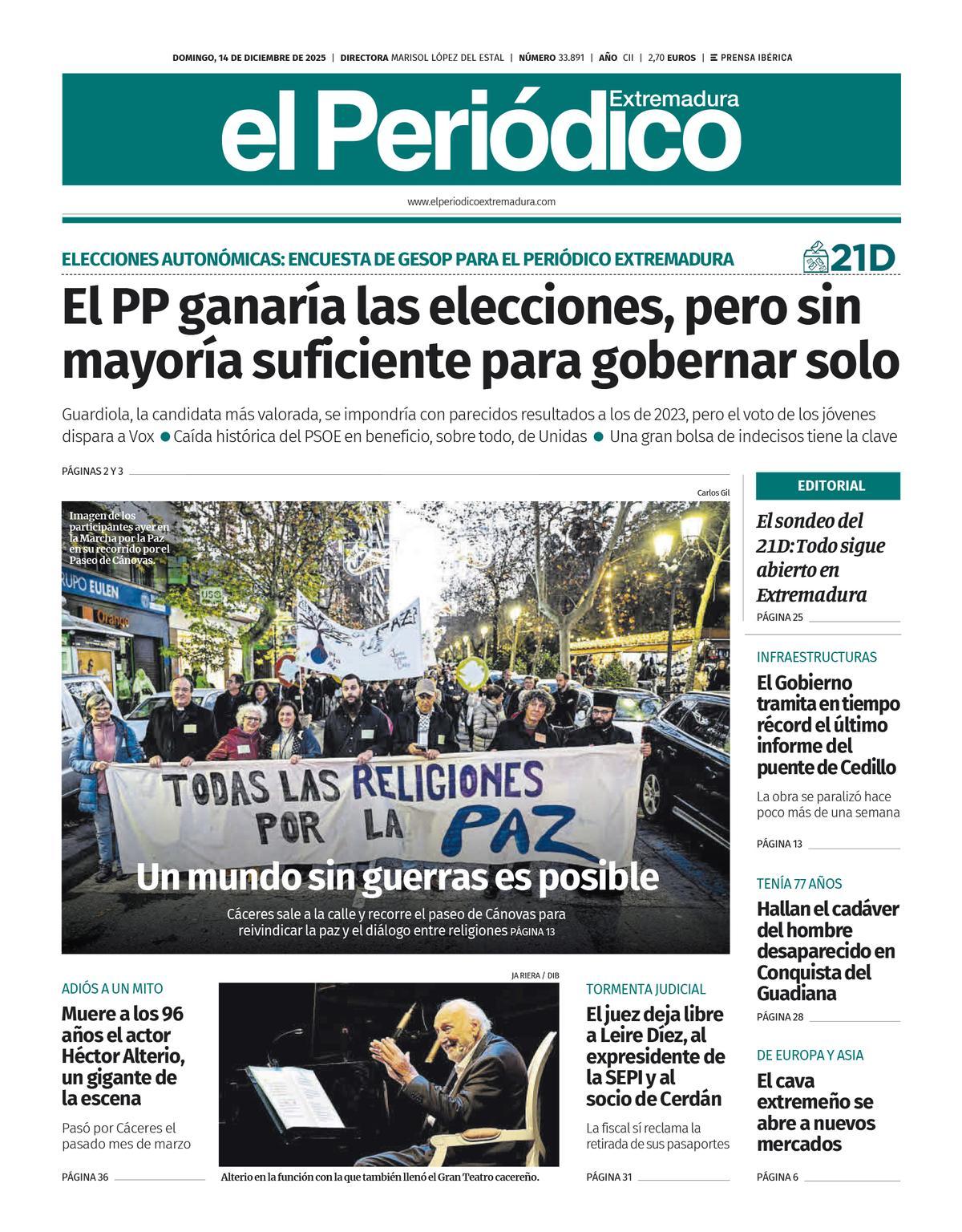 Consulta la portada correspondiente al día 14 de diciembre de 2025