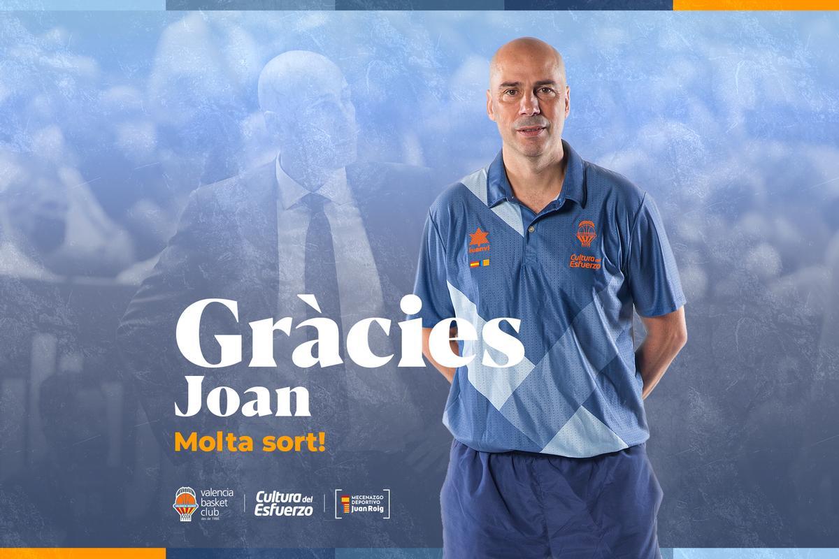 El Valencia Basket comunica el adiós de Joan Peñarroya