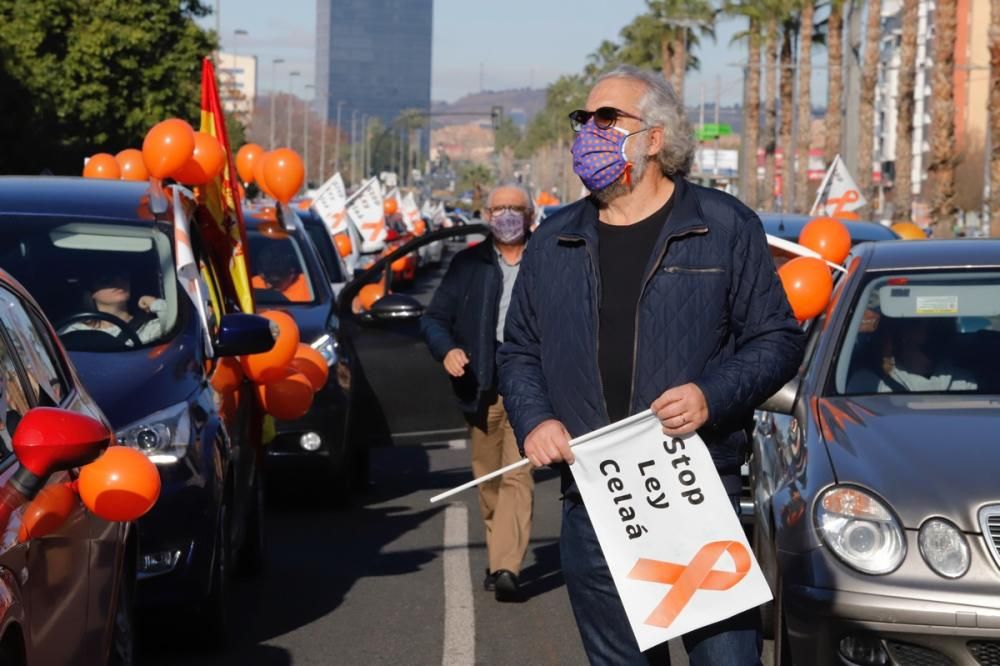 El centro de Murcia vuelve a llenarse de vehículos para protestar contra la Ley Celaá