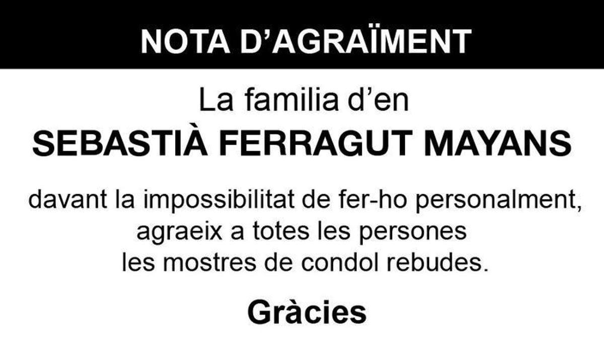 Nota Sebastià Ferragut Mayans