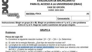 El examen de Física de la EBAU de Canarias 2023 que contiene un error. 