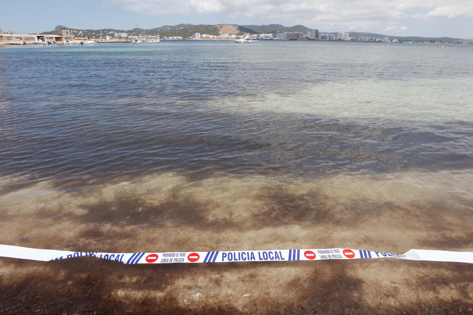 La playa de Punta Xinxó en Sant Josep ha quedado cerrada al baño