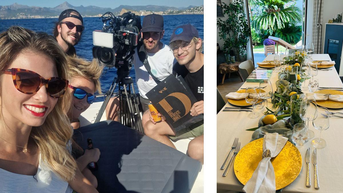 Links: Die Teilnehmer bei den Dreharbeiten auf Mallorca. Rechts: Auch die Tischdeko fließt mit in die Bewertung ein.