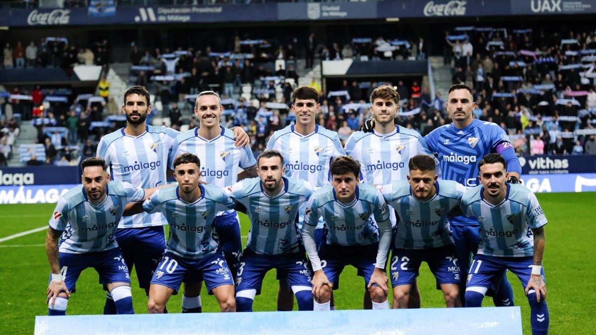 El once titular del Málaga CF en La Rosaleda.