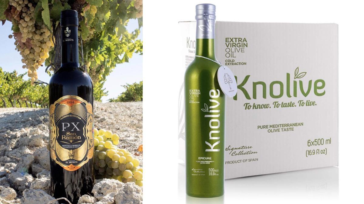 Botellas de 'PX San Ramón 1984' y 'AOVE Epicure', vencedoras en el concurso internacional Cinve 2025.
