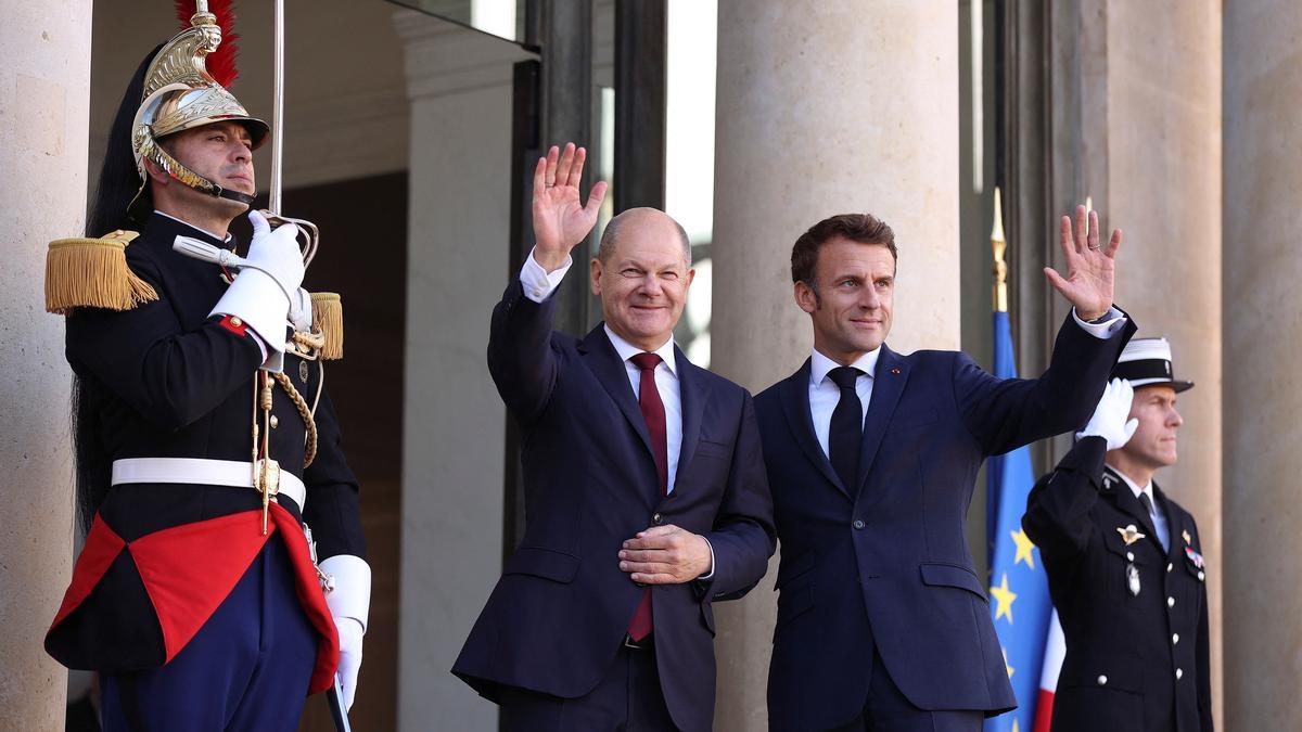 El canciller alemán, Olaf Scholz, y el presidente francés, Emmanuel Macron.