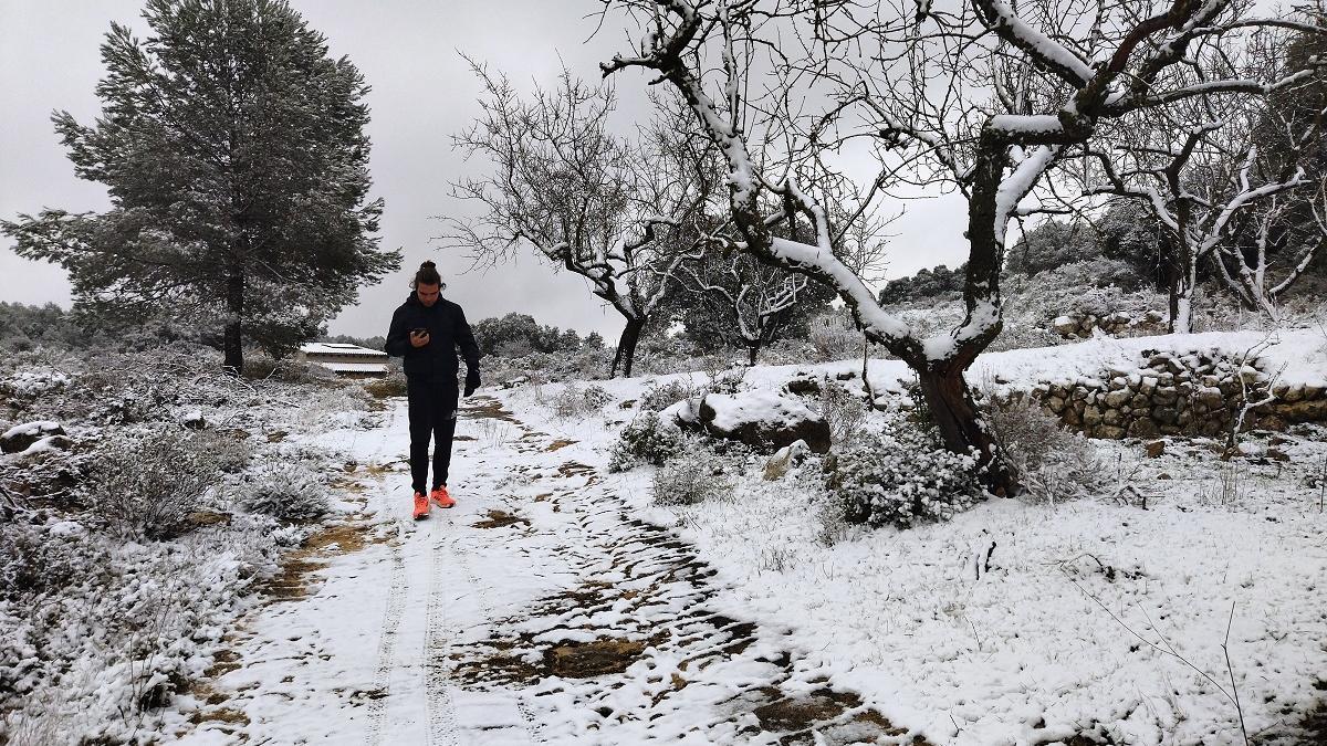 Nieve en Castell de Castells en enero de 2023.