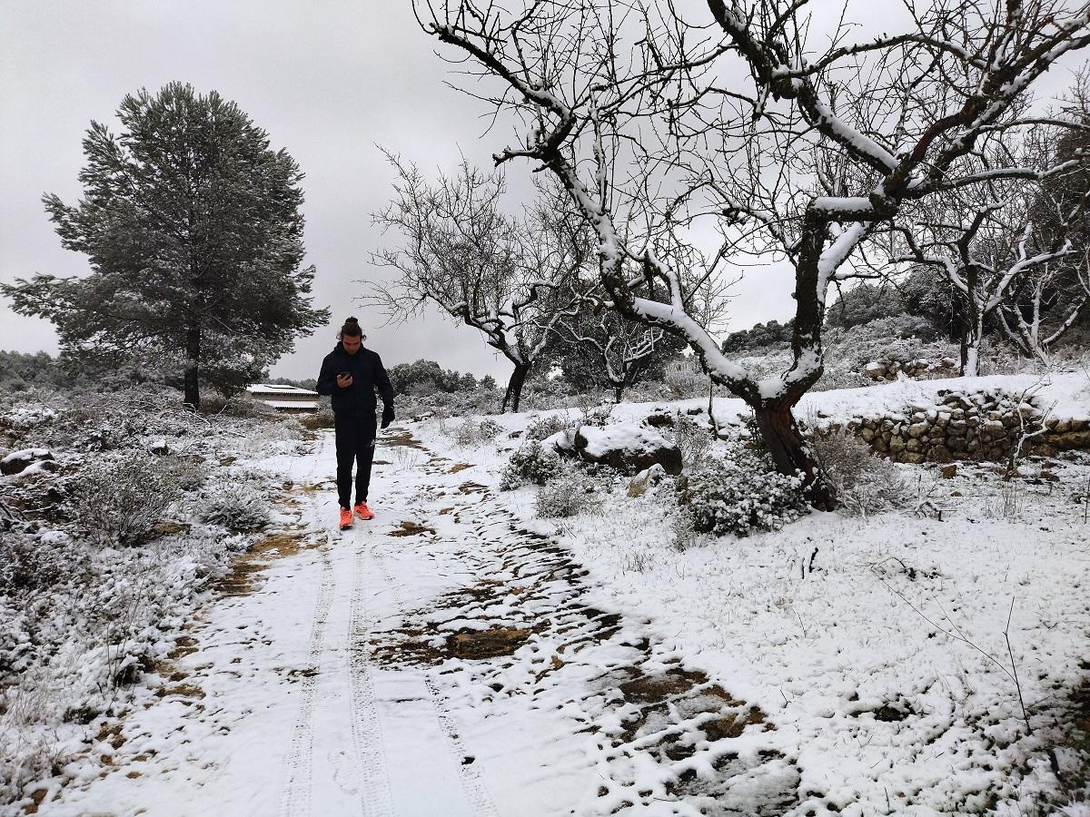 Nieve en Castell de Castells en enero de 2023.