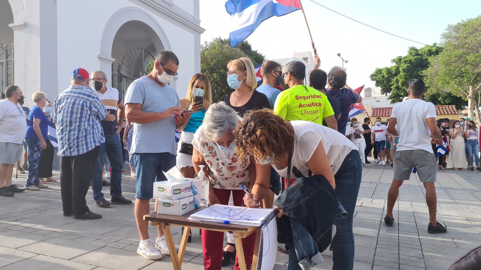 Protesta de la comunidad cubana en Puerto del Rosario, en Fuerteventura (17/07/2021)