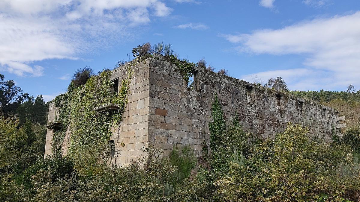 La maleza invade el monasterio en ruinas de Santa Comba de Naves, en Palmés. // IÑAKI OSORIO