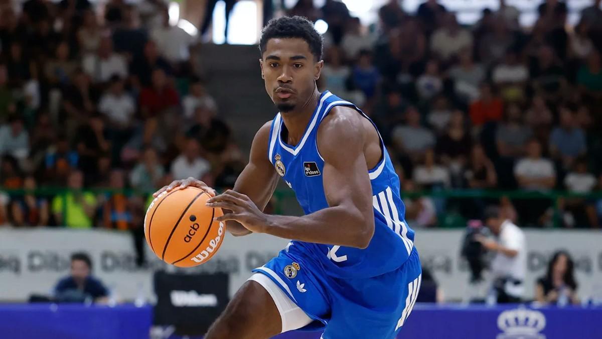 Theo Maledon, durante la pretemporada con el Real Madrid