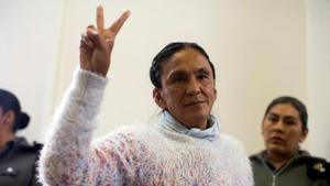 La activista indígena Milagro Sala durante el juicio.
