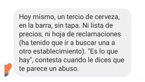 El precio de la cerveza indigna a un cliente