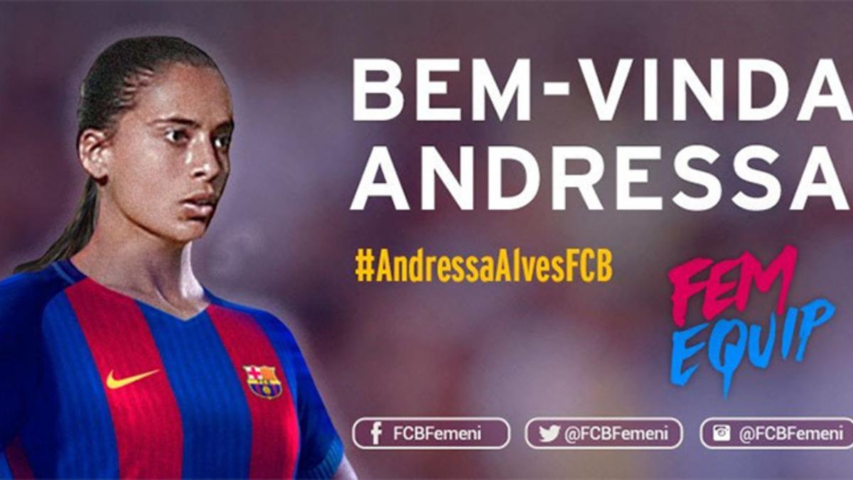 El Barça anunció el fichaje de Andressa Alves