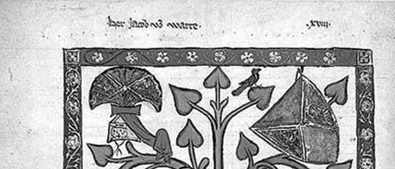 O trobador alemán Jakob von Warte (século XIII) goza dun baño de rosas. Minnesänger, Gran Manuscrito de Heidelberg.