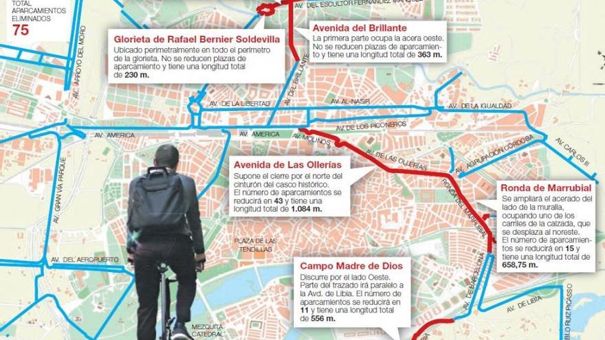 La obra de los 3,2 kilómetros de vías ciclistas empieza hoy en El Brillante