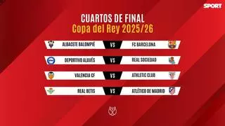 Así quedan los cruces de la Copa del Rey 2025-26 en cuartos: todos los emparejamientos y rivales de Barcelona y Atlético