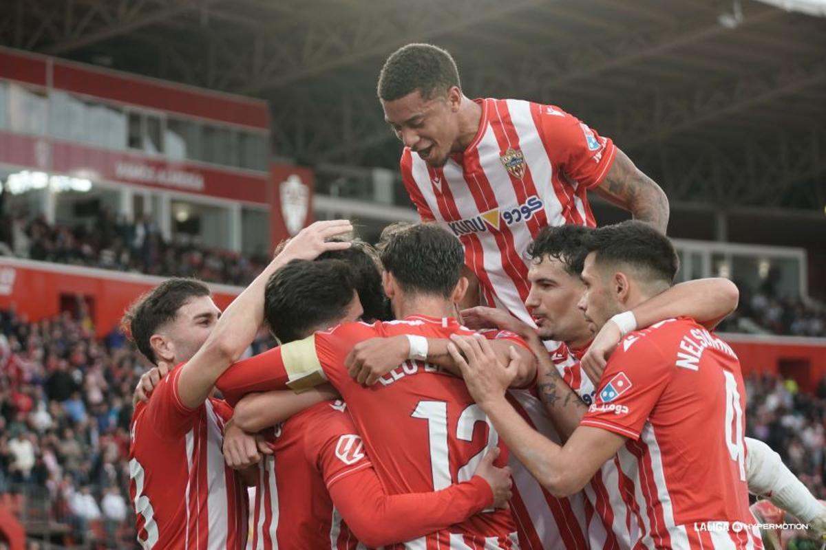 Celebración de un gol por parte del equipo almeriense
