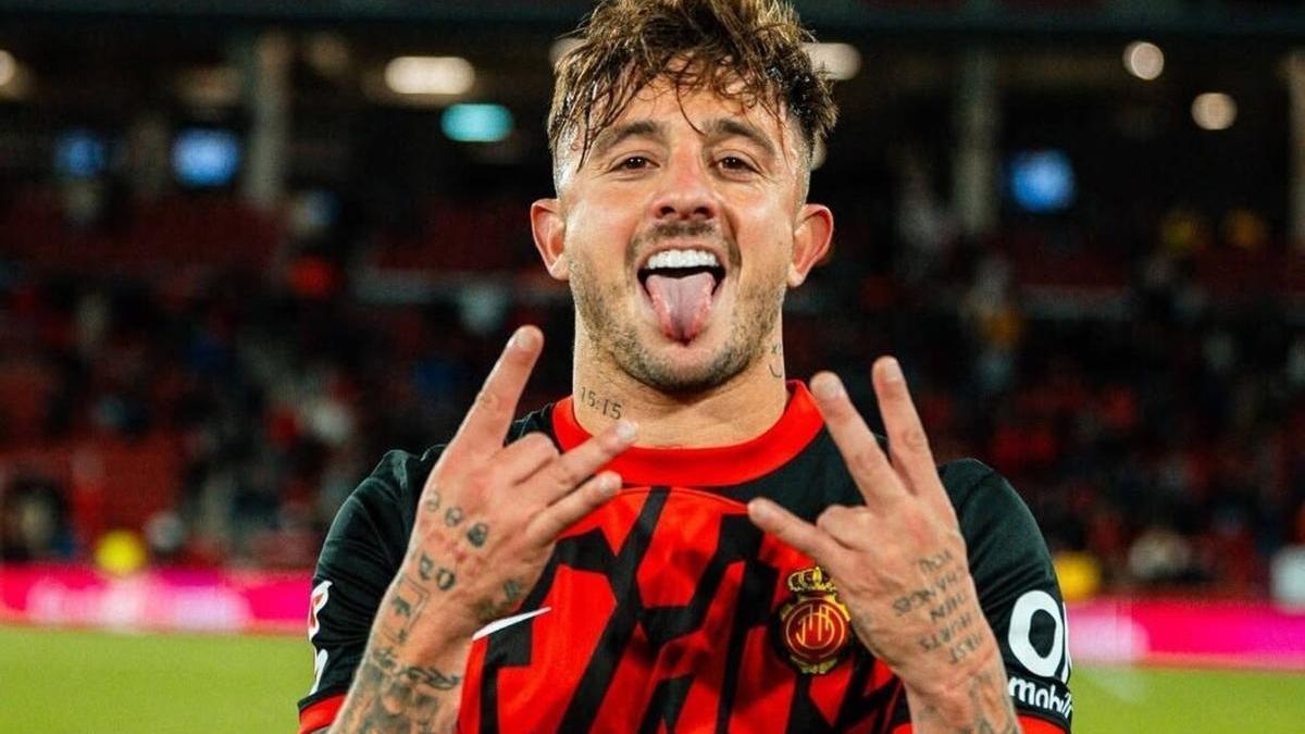 Maffeo, celebrando una victoria del Mallorca en Son Moix
