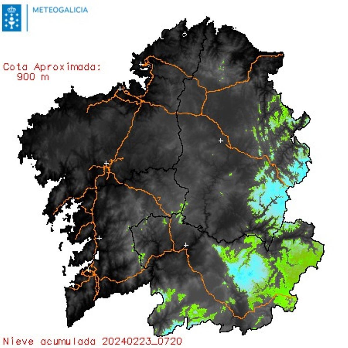 Nieve acumulada en Galicia desde la medianoche hasta las 8:30