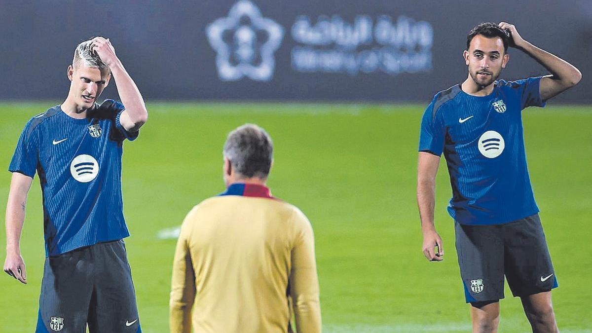 Dani Olmo, en un entrenament del Barça a l'Aràbia Saudita.