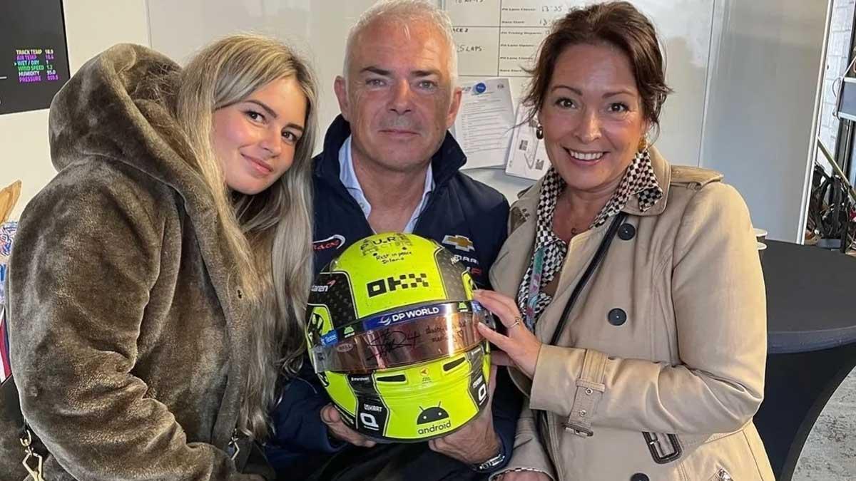 La familia Van't Hoff, con el casco de Lando Norris