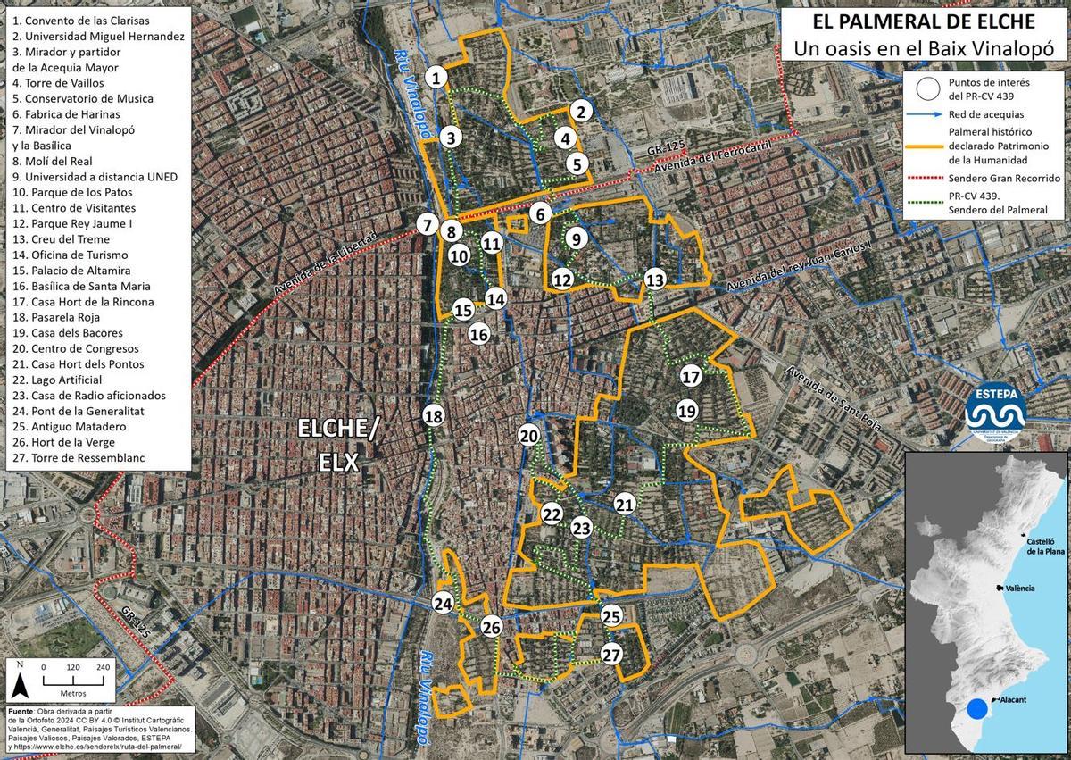 Mapa del palmeral d'Elx